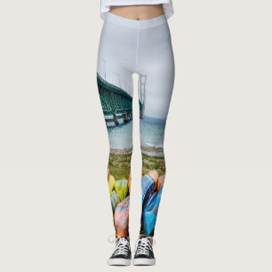 Mackinac Bridge And Canoes Leggings