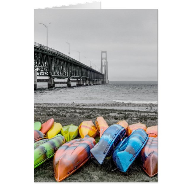 Mackinac Bridge and Canoes Select Colour Card (Front)