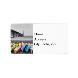 Mackinac Bridge and Canoes Select Colour Label