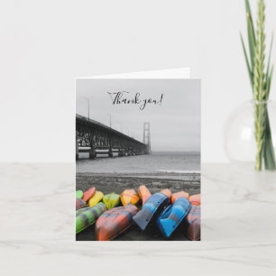 Mackinac Bridge and Canoes Select Colour Thank You Card