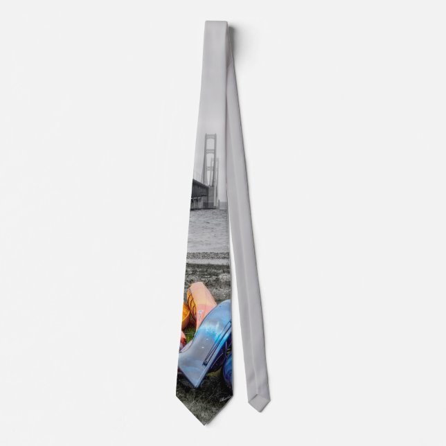 Mackinac Bridge and Canoes Select Colour Tie (Front)