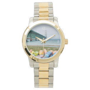 Mackinac Bridge And Canoes Watch