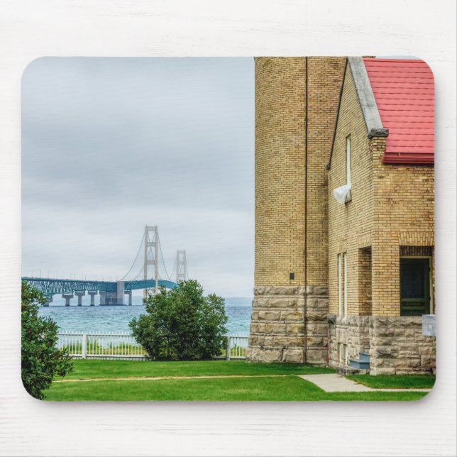 Mackinac Bridge and Lighthouse Mouse Mat (Front)