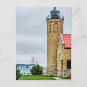 Mackinac Bridge and Lighthouse Postcard