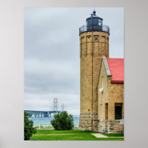 Mackinac Bridge and Lighthouse Poster