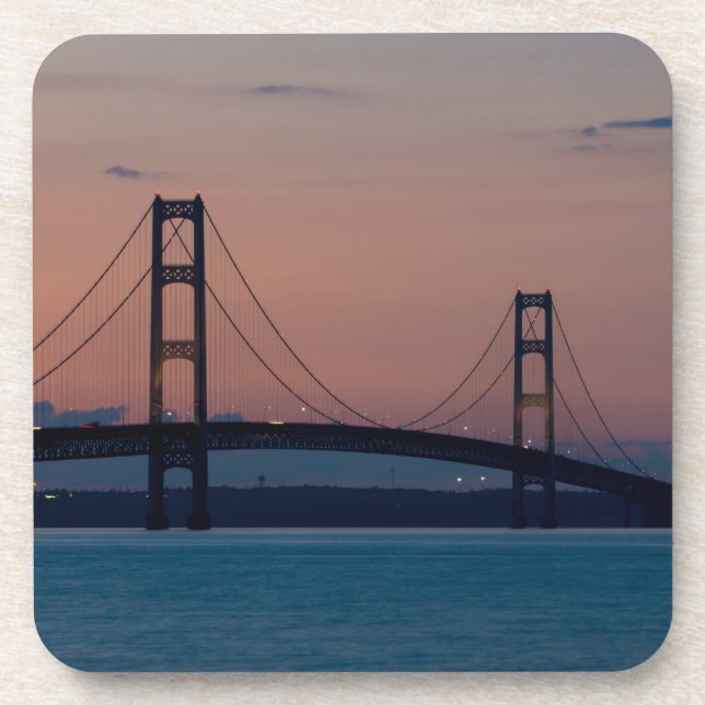 Mackinac Bridge At Dusk Coaster (Front)