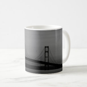 Mackinac Bridge At Dusk Grayscale Coffee Mug