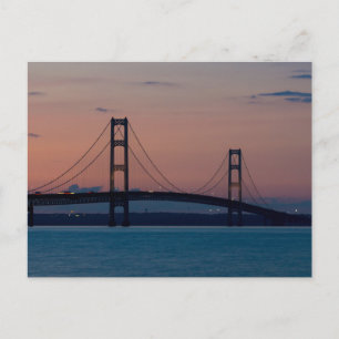 Mackinac Bridge At Dusk Postcard