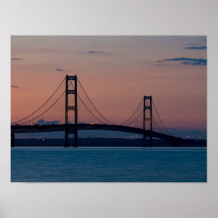 Mackinac Bridge At Dusk Poster