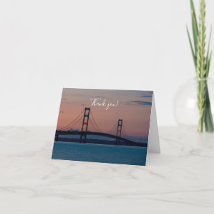 Mackinac Bridge At Dusk Thank You Card