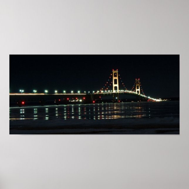 Mackinac Bridge at night Poster (Front)