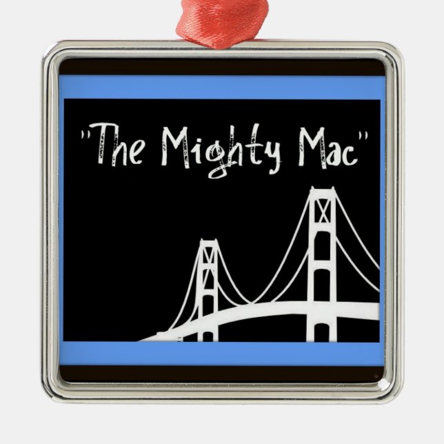 Mackinac Bridge Christmas Metal Tree Decoration (Front)