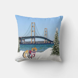 Mackinac Bridge Christmas Pillow