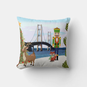 Mackinac Bridge Christmas Pillow
