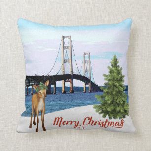 Mackinac Bridge Christmas Pillow