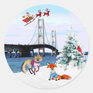 Mackinac Bridge Christmas Sticker