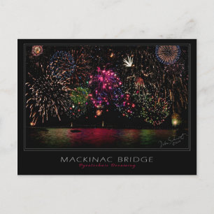 Mackinac Bridge Fireworks Postcard