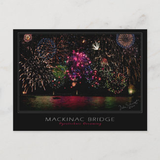 Mackinac Bridge Fireworks Postcard