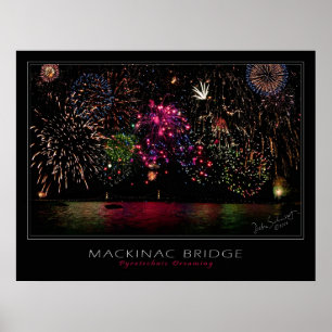 Mackinac Bridge Fireworks Poster
