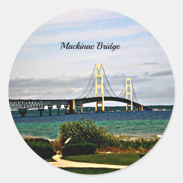 Mackinac Bridge, Mackinac Island Classic Round Sticker (Front)