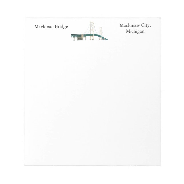 Mackinac Bridge Mackinaw City notepad (Front)