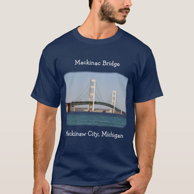 Mackinac Bridge Mackinaw City shirt dark colours (Front)