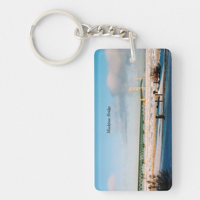 Mackinac Bridge Mackinaw City winter Key Ring (Front)