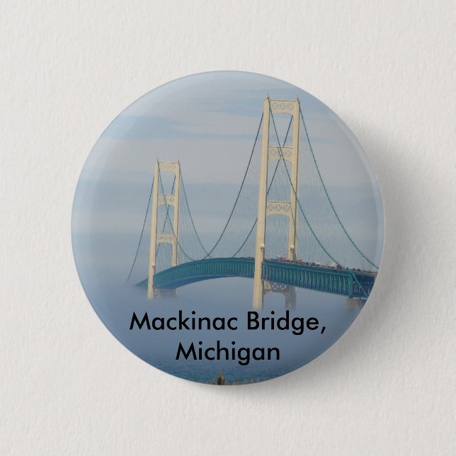 Mackinac Bridge, Michigan 6 Cm Round Badge (Front)