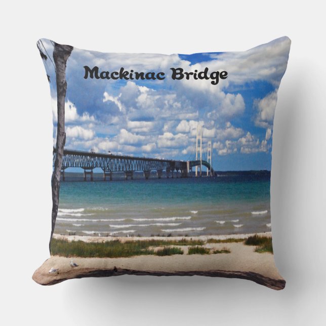 Mackinac Bridge Michigan Cushion (Front)