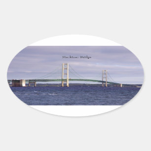 Mackinac Bridge rectangle or oval Sticker