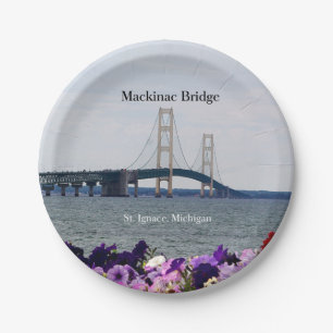Mackinac Bridge St. Ignace paper plate