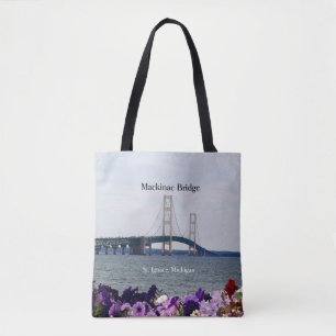 Mackinac Bridge St. Ignace spring all over tote ba