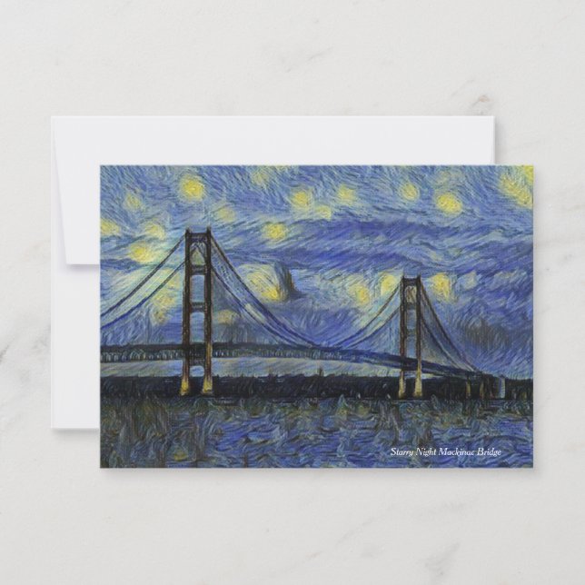 Mackinac Bridge Starry Night Note Card (Front)