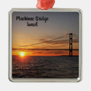Mackinac Bridge Sunset Metal Tree Decoration