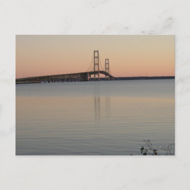Mackinac Bridge Sunset, Michigan Postcard (Front)