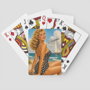 Mackinac Bridge Vintage Bathing Beauty Playing Cards
