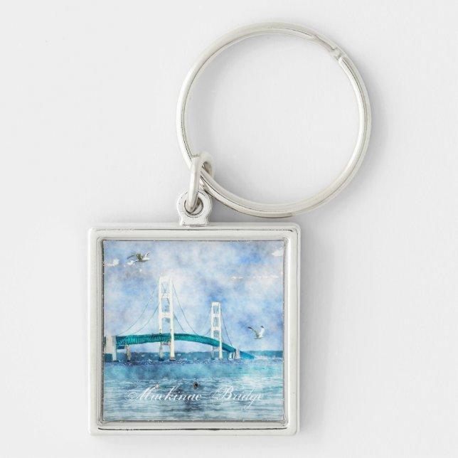 Mackinac Bridge Watercolor Keychain (Front)