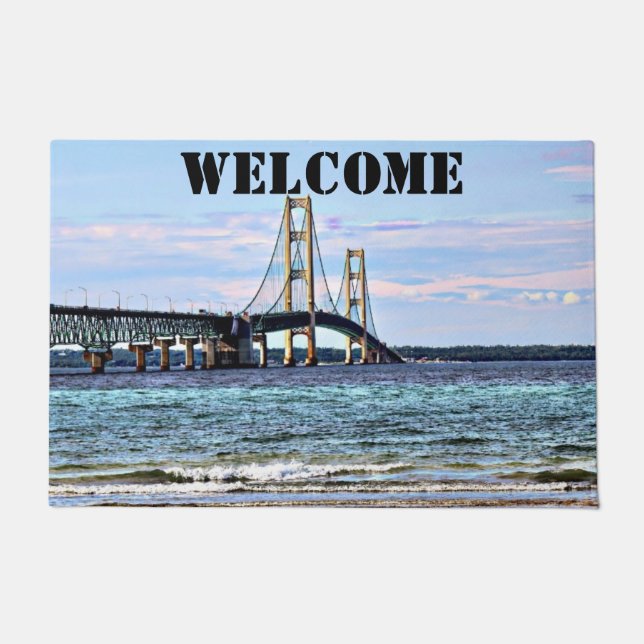 Mackinac Bridge Welcome Door Mat (Front)