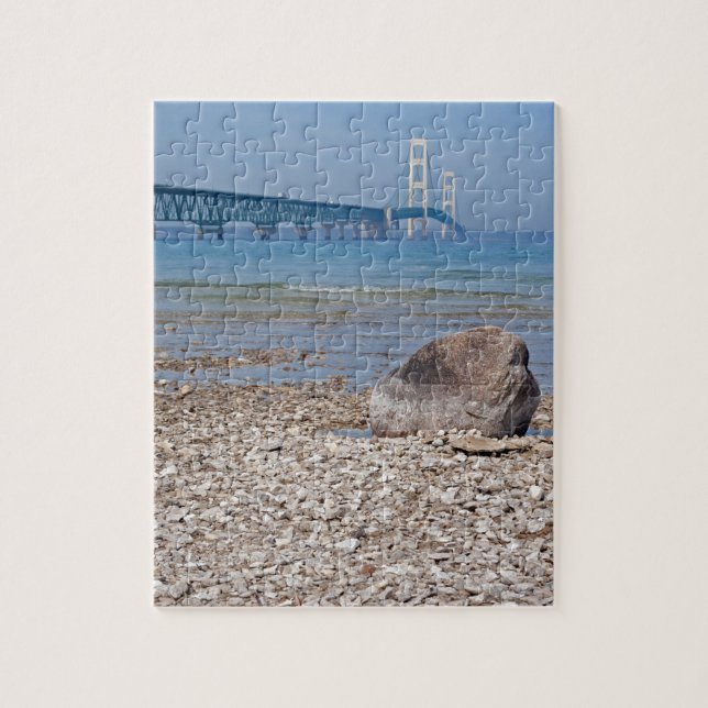 Mackinac Bridge With Rock Puzzle (Vertical)