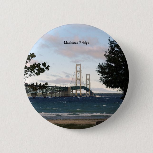 Mackinac Bridge with trees button (Front)