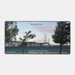 Mackinac Bridge with trees desk mat