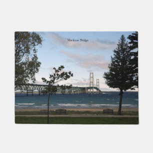 Mackinac Bridge with trees door mat