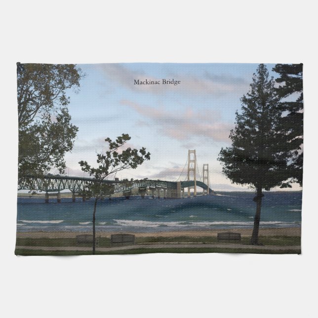 Mackinac Bridge with trees kitchen towel (Horizontal)