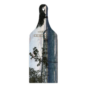 Mackinac Bridge with trees paddle Cutting Board