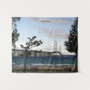 Mackinac Bridge with trees tapestry