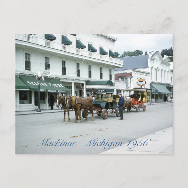 Mackinac Island 1956 Michigan Fudge Shop Postcard (Front)