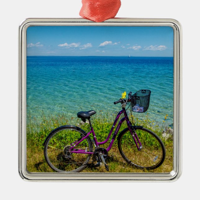 Mackinac Island Bike Metal Tree Decoration (Front)