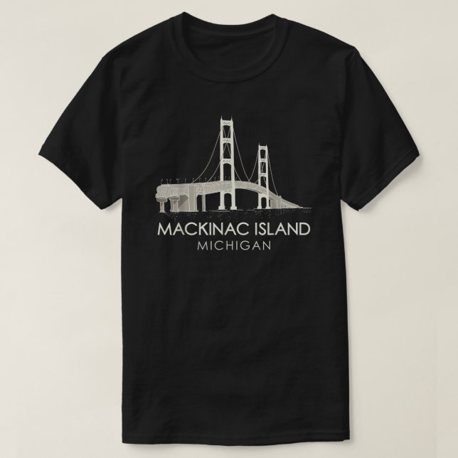 Mackinac Island Bridge Michigan Great Lakes Huron  T-Shirt (Design Front)