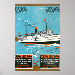 Mackinac Island Ferry Poster - Vintage Travel