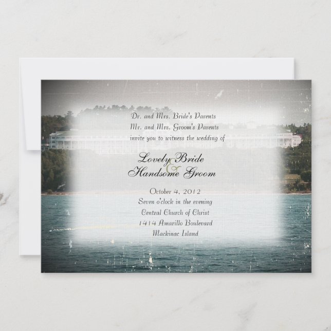 Mackinac Island Grand Hotel Wedding Invitation (Front)